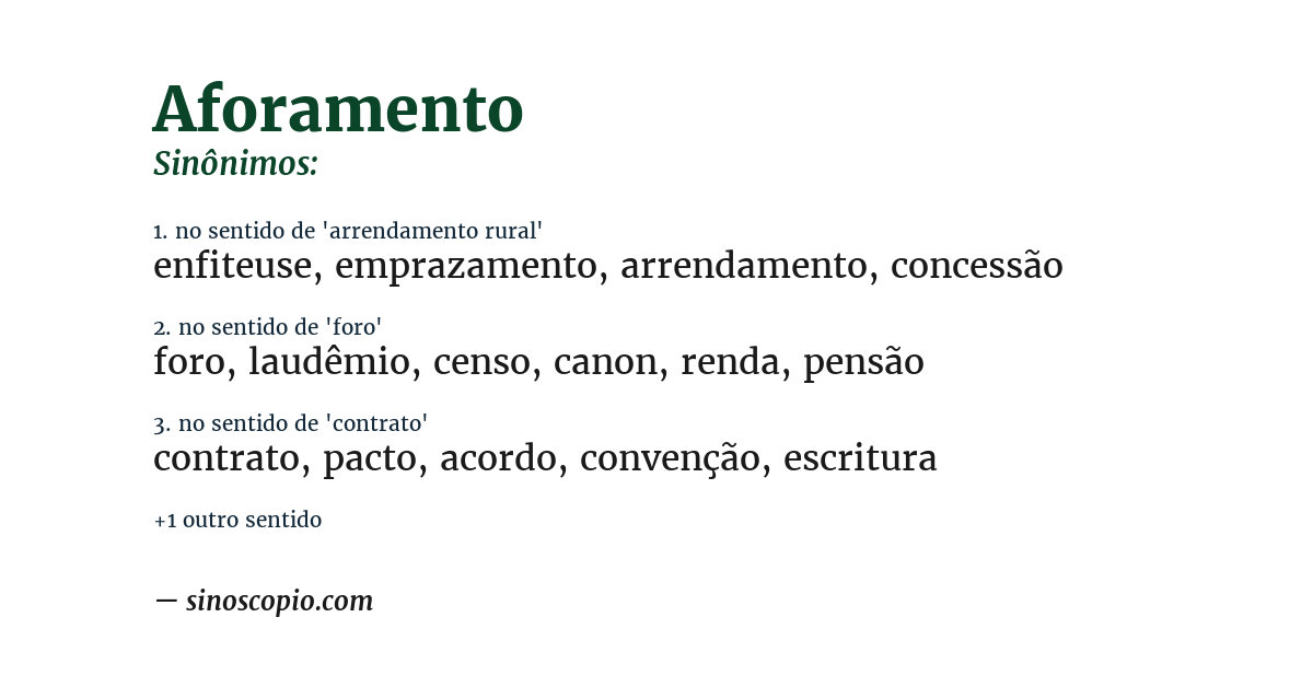 Sinônimo de aforamento