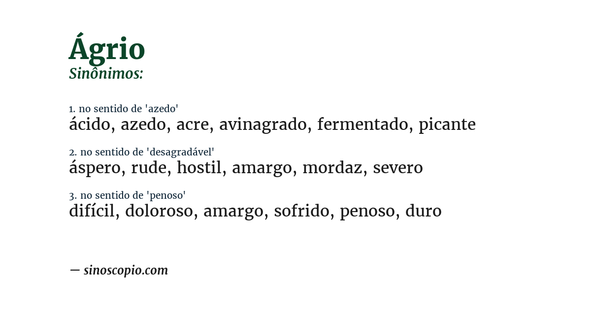 Sinônimo de ágrio