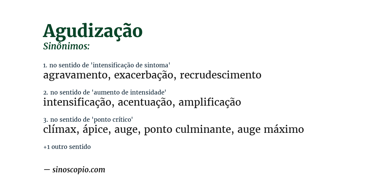Sinônimo de agudização