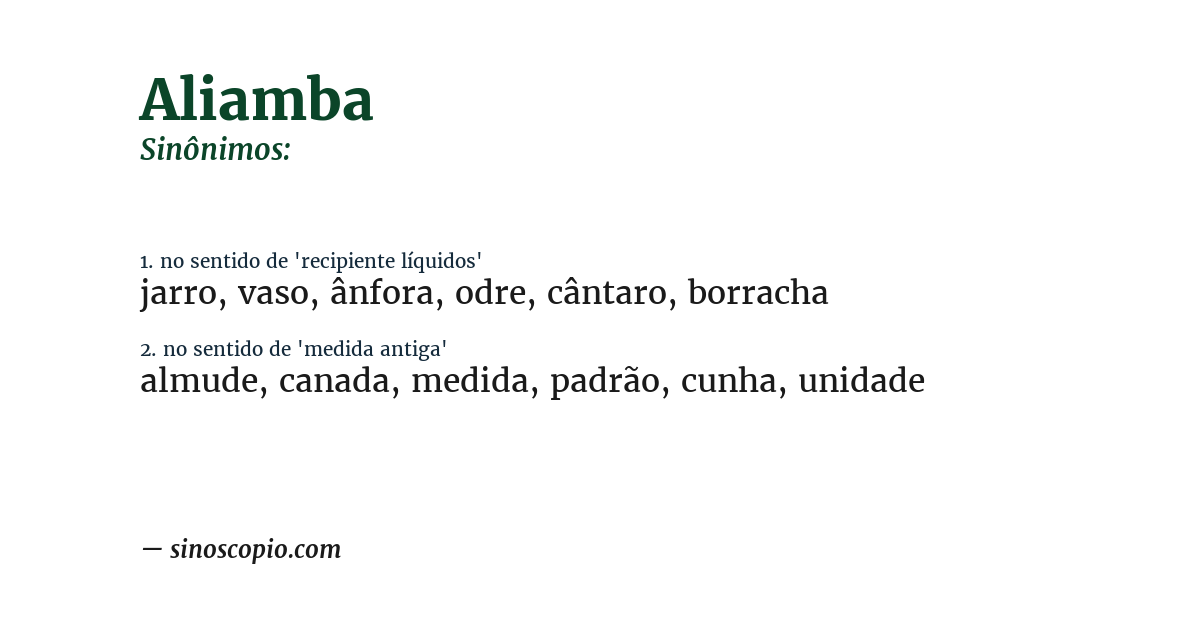 Sinônimo de aliamba