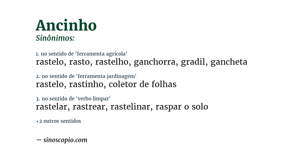 Sinônimo de ancinho