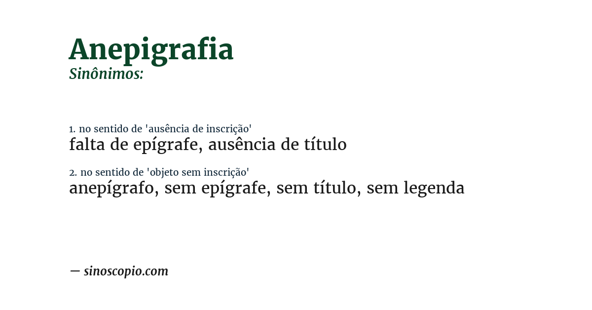 Sinônimo de anepigrafia