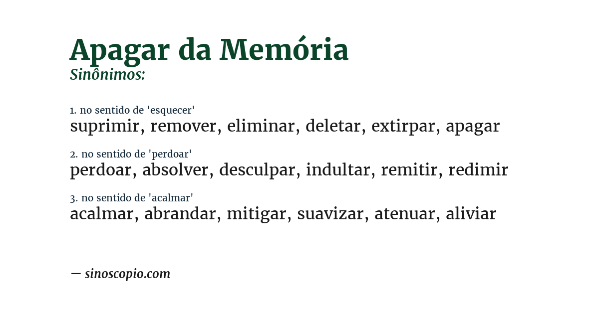 Sinônimo de apagar da memória