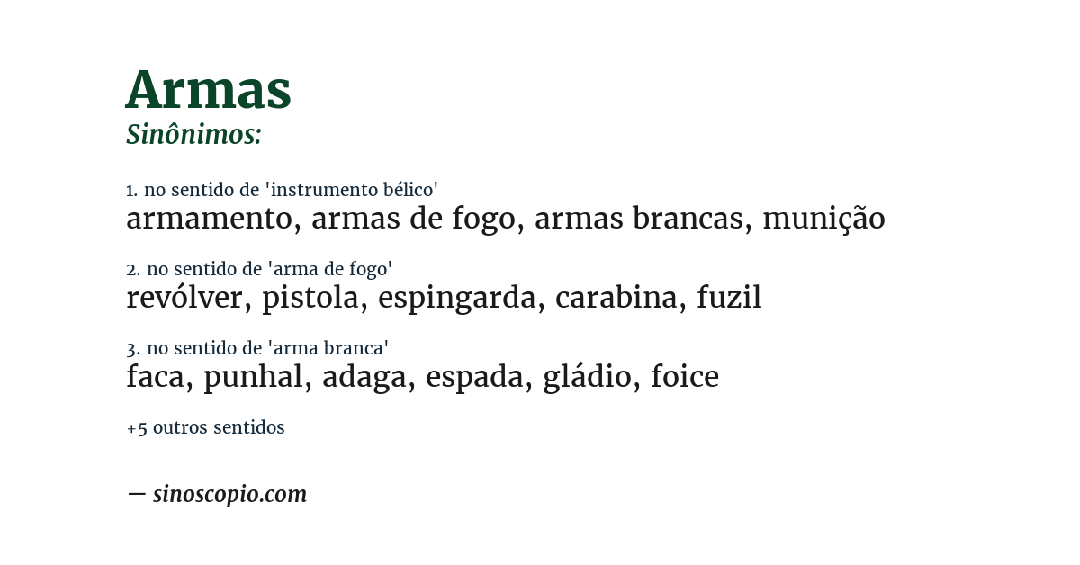 Sinônimo de armas