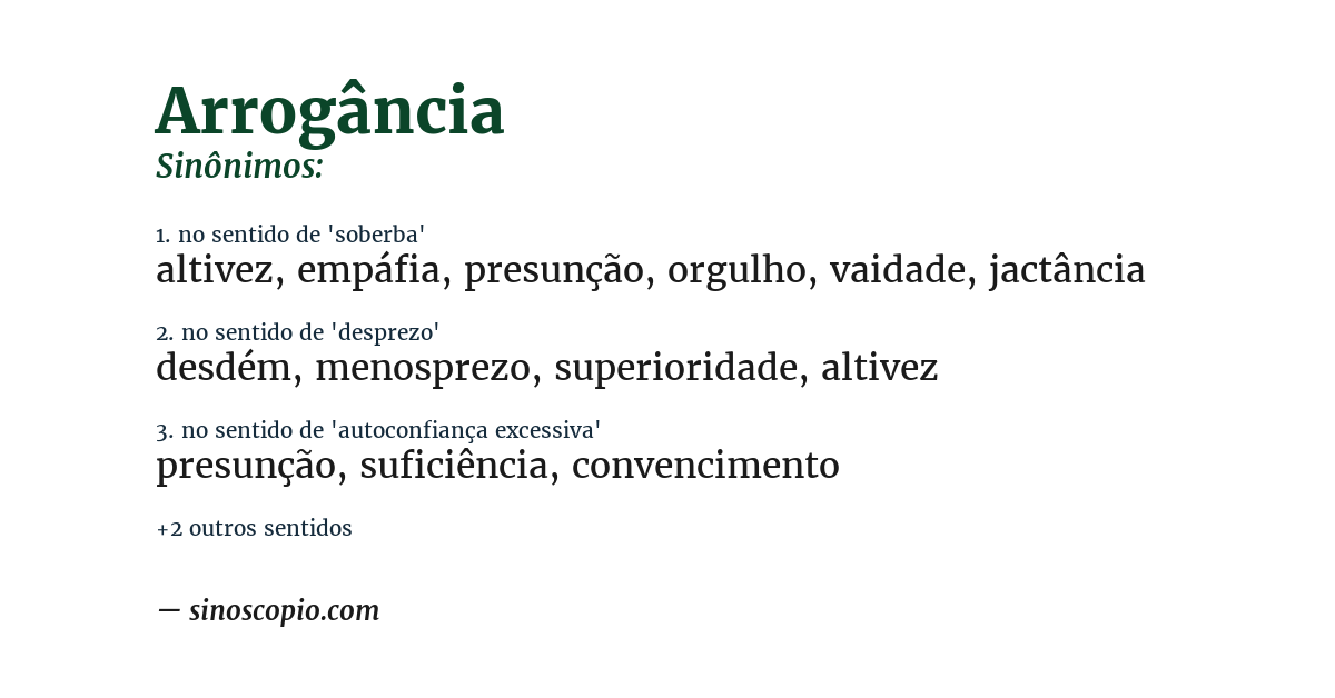 Sinônimo de arrogância