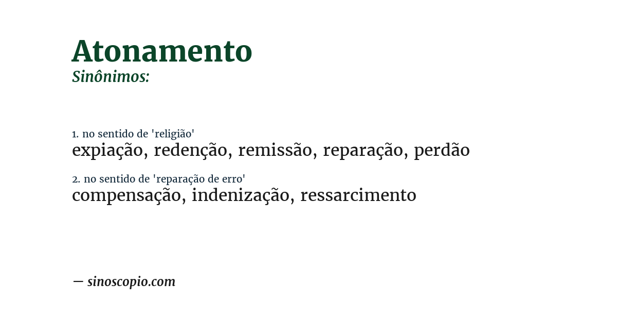 Sinônimo de atonamento