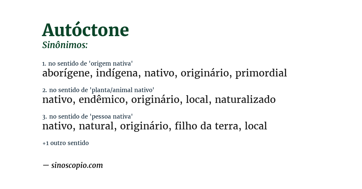 Sinônimo de autóctone