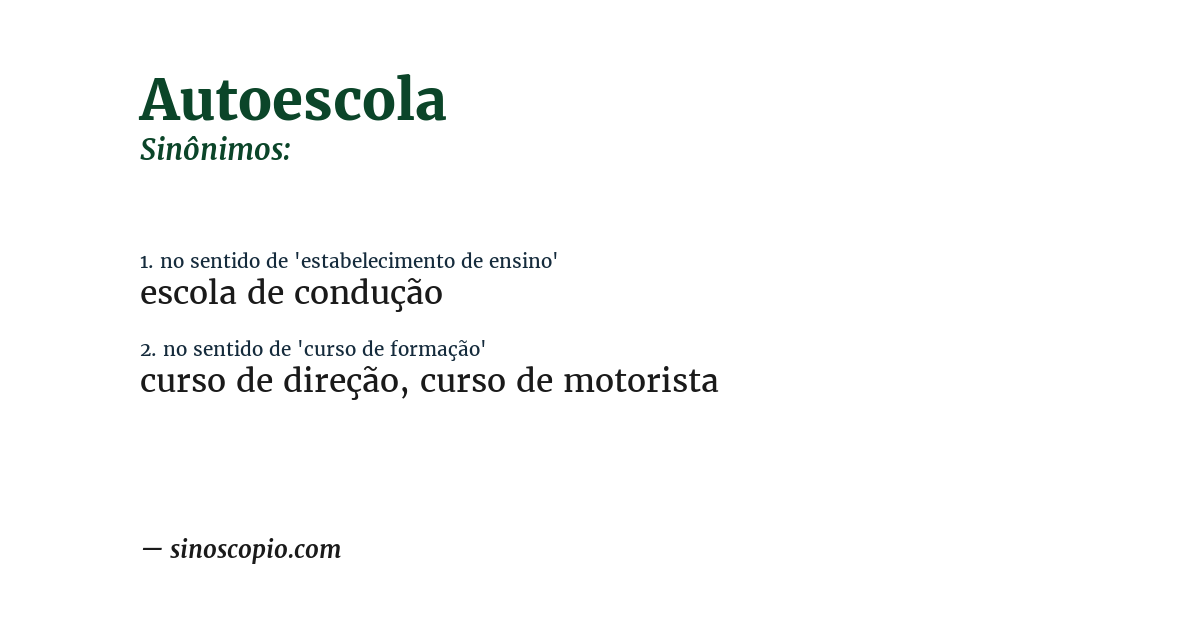 Sinônimo de autoescola