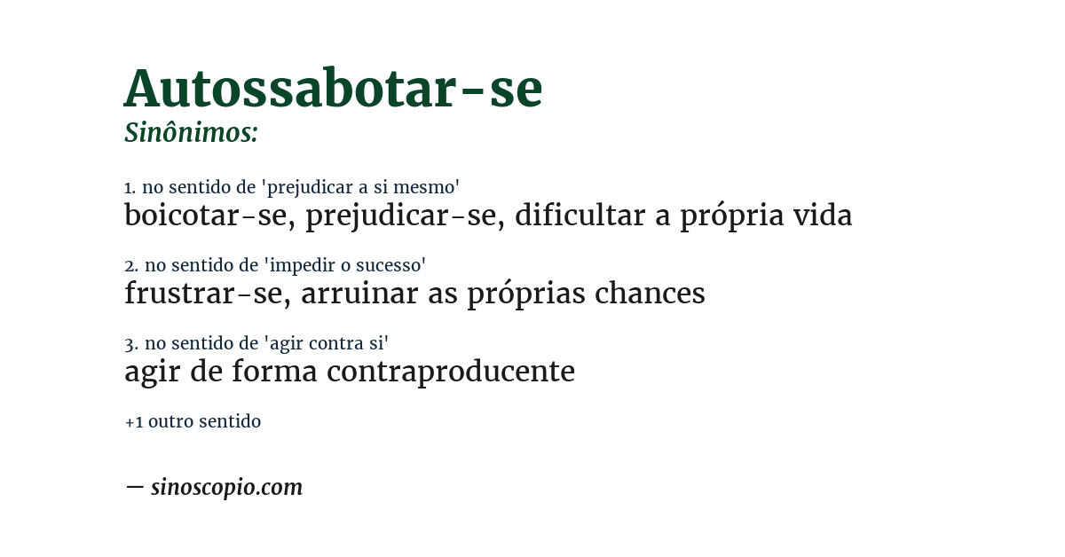 Sinônimo de autossabotar-se