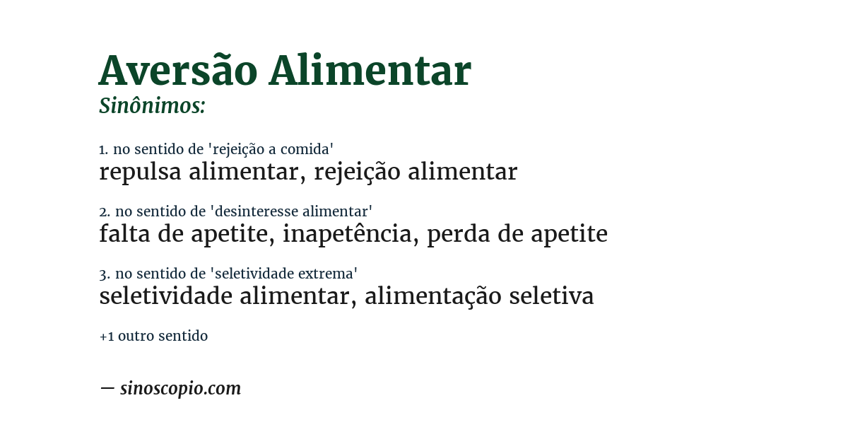 Sinônimo de aversão alimentar