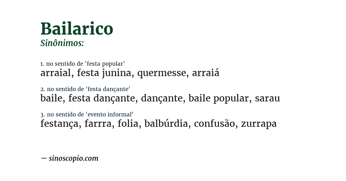 Sinônimo de bailarico