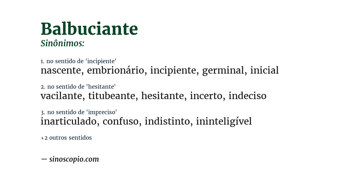 Sinônimo de balbuciante