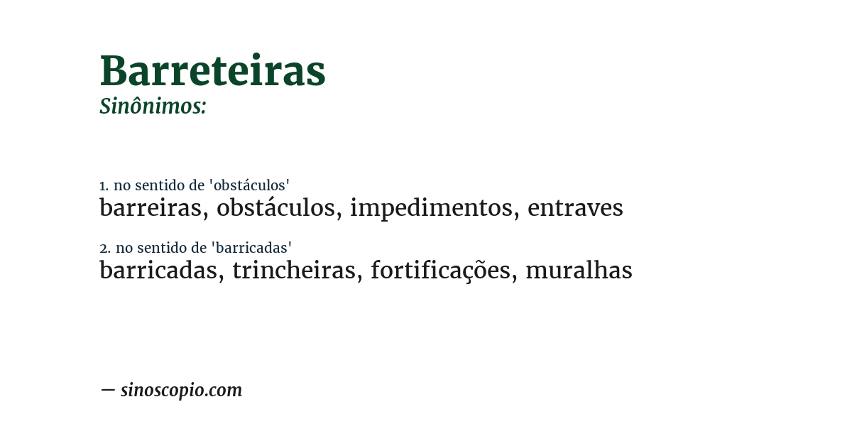 Sinônimo de barreteiras