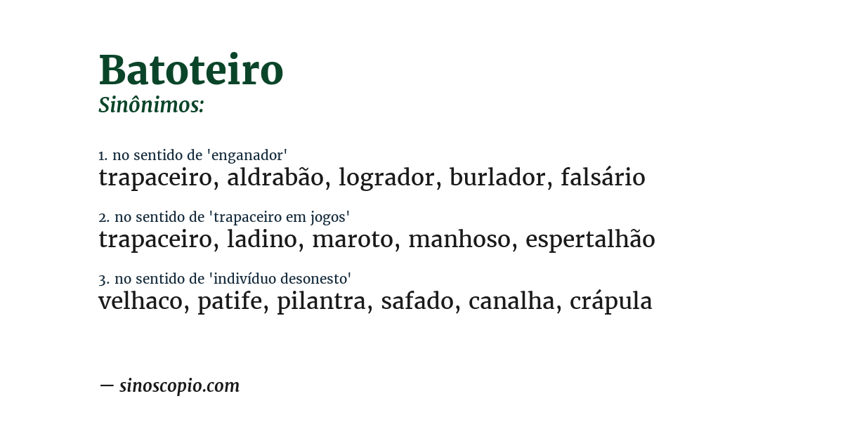 Sinônimo de batoteiro