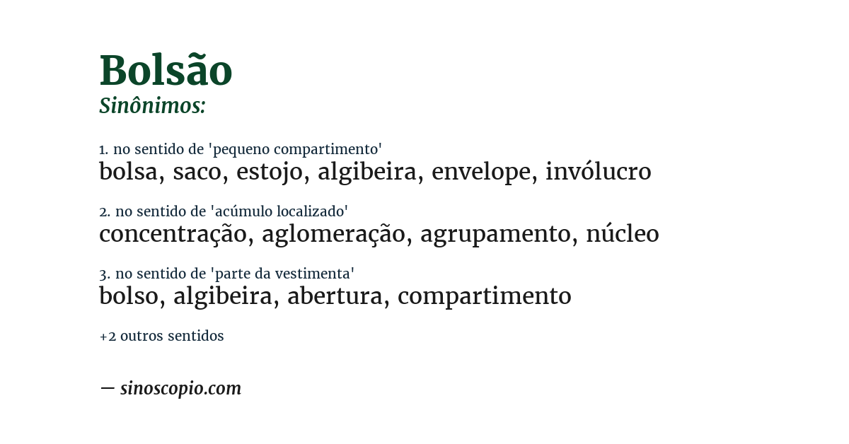 Sinônimo de bolsão