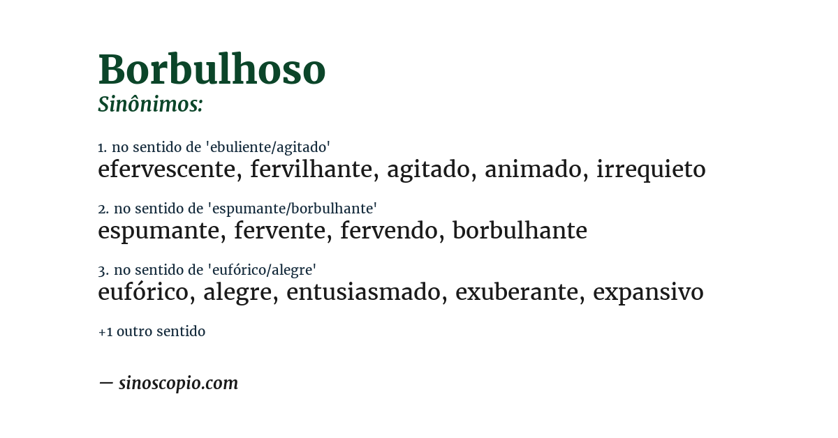 Sinônimo de borbulhoso
