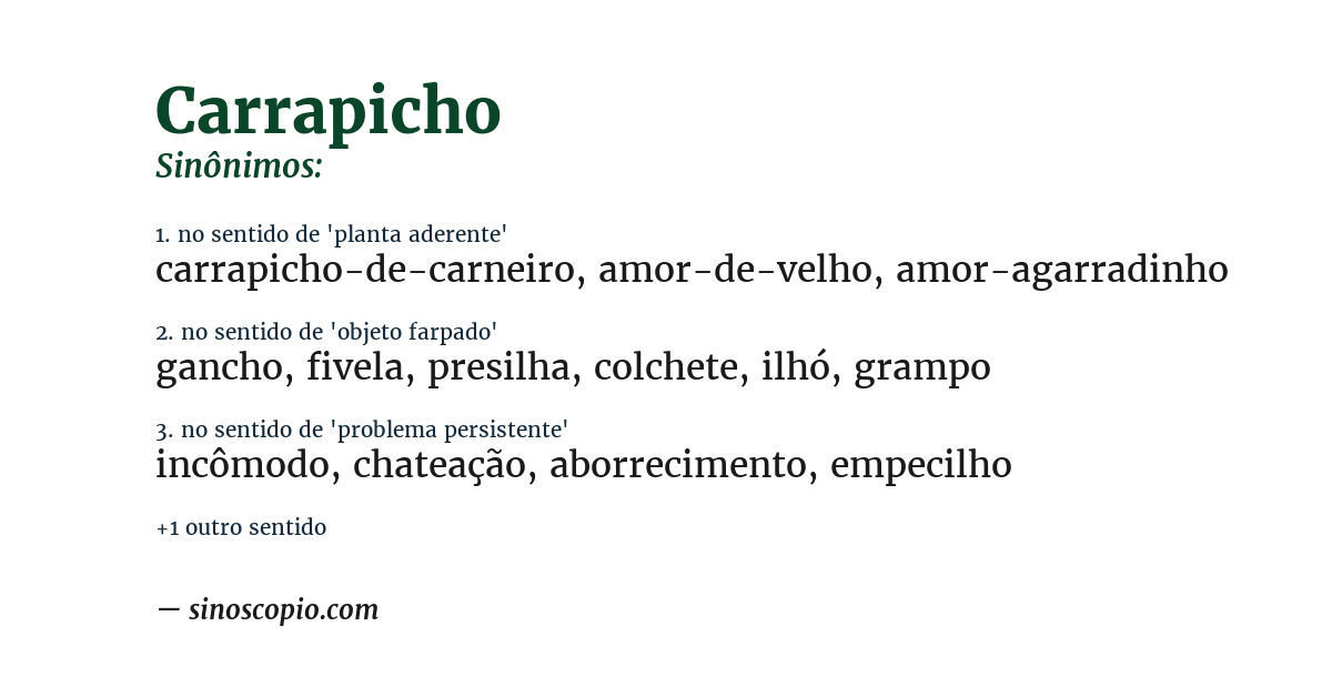 Sinônimo de carrapicho