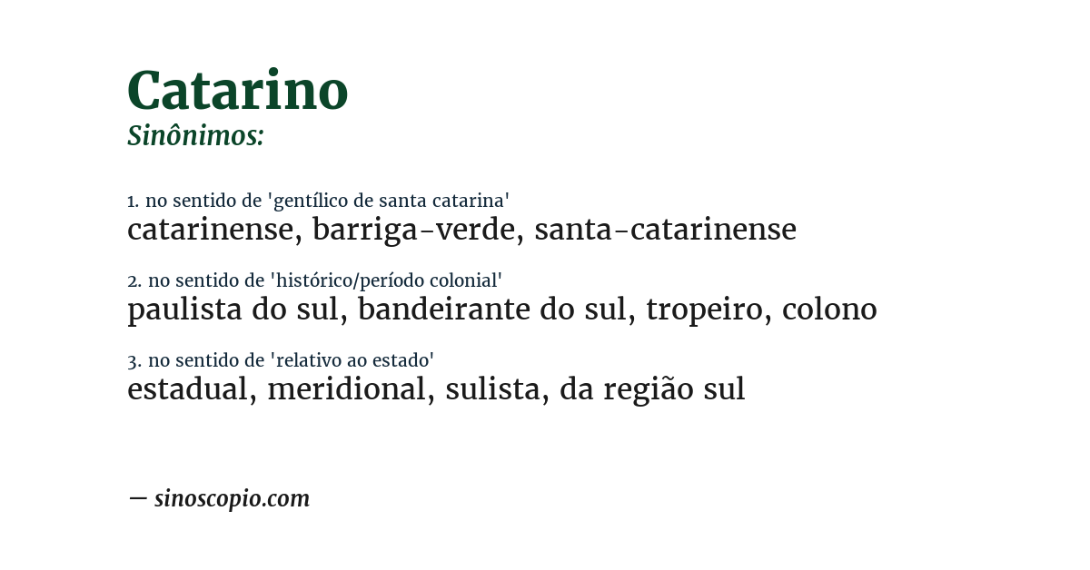 Sinônimo de catarino