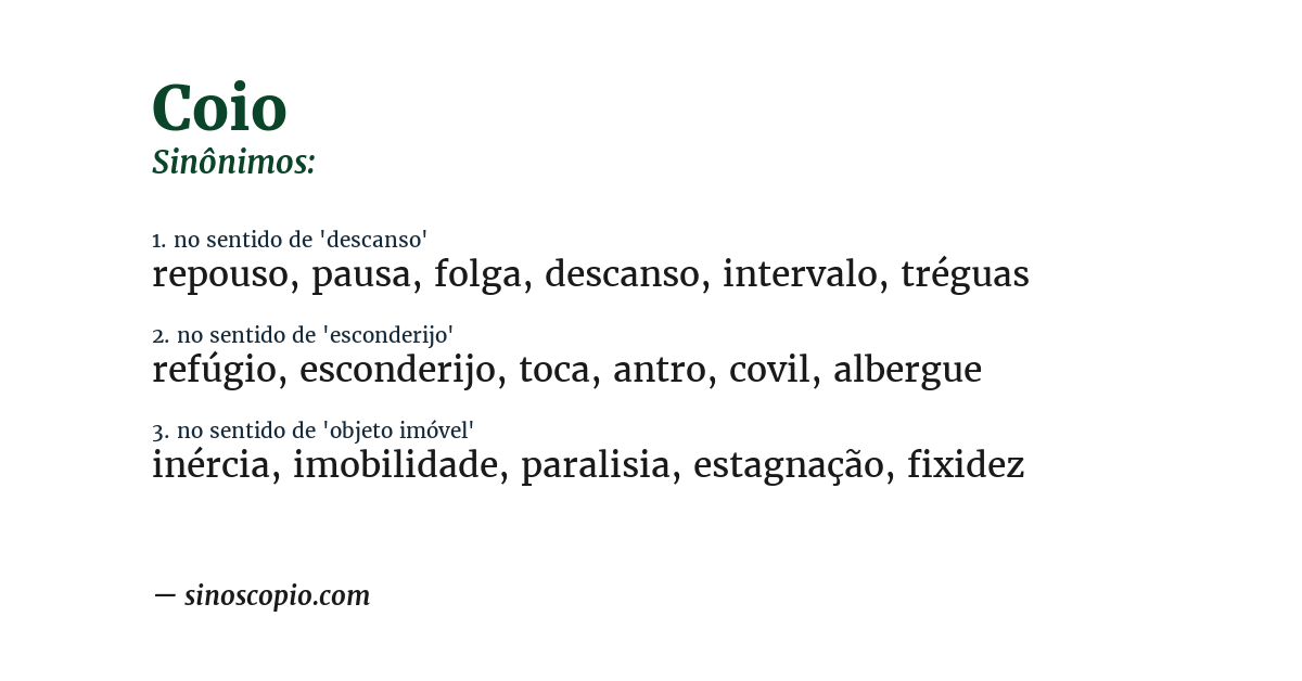 Sinônimo de coio