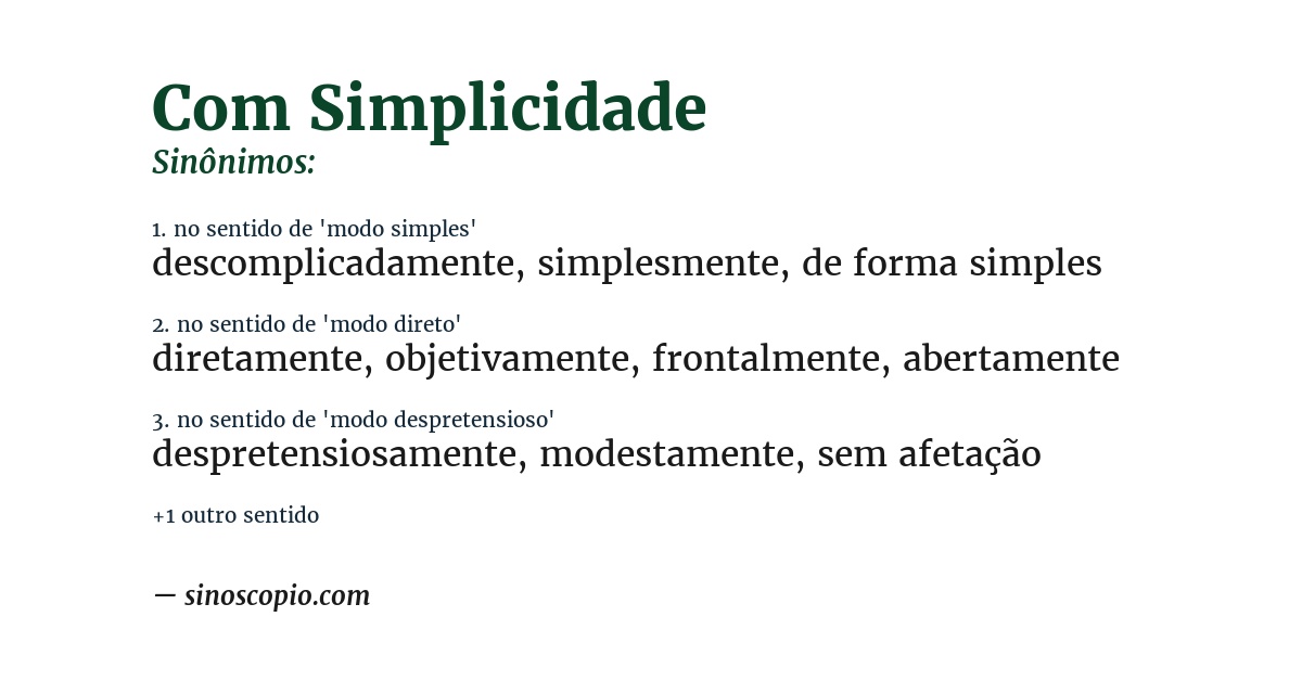 Sinônimo de com simplicidade