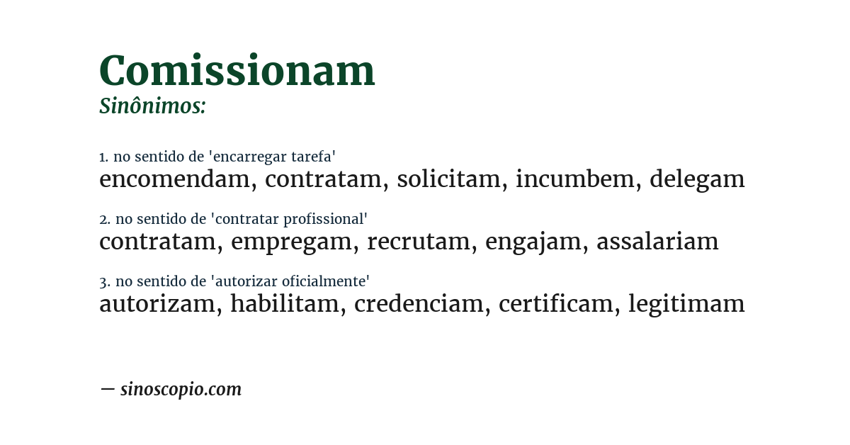 Sinônimo de comissionam