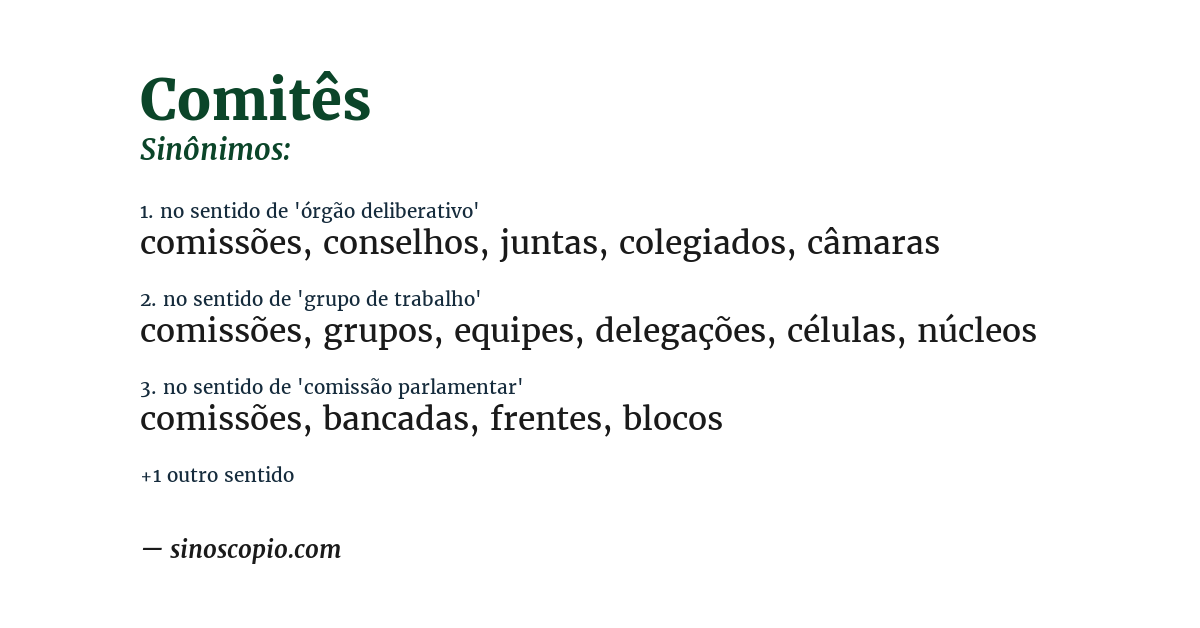 Sinônimo de comitês