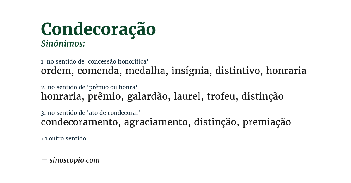 Sinônimo de condecoração