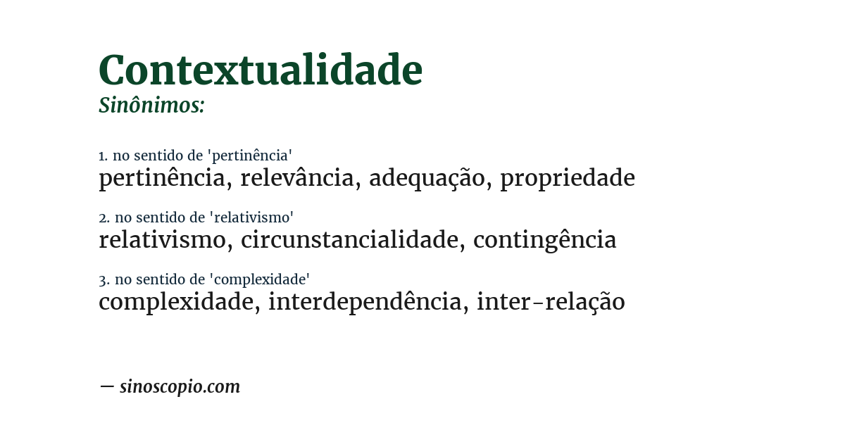 Sinônimo de contextualidade