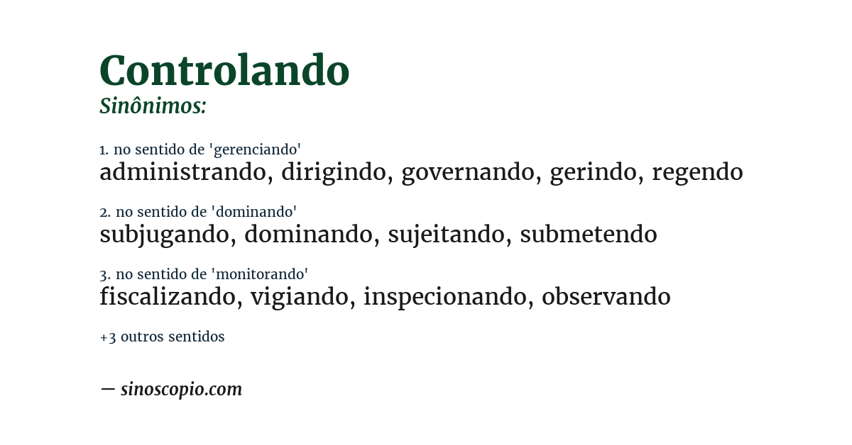 Sinônimo de controlando