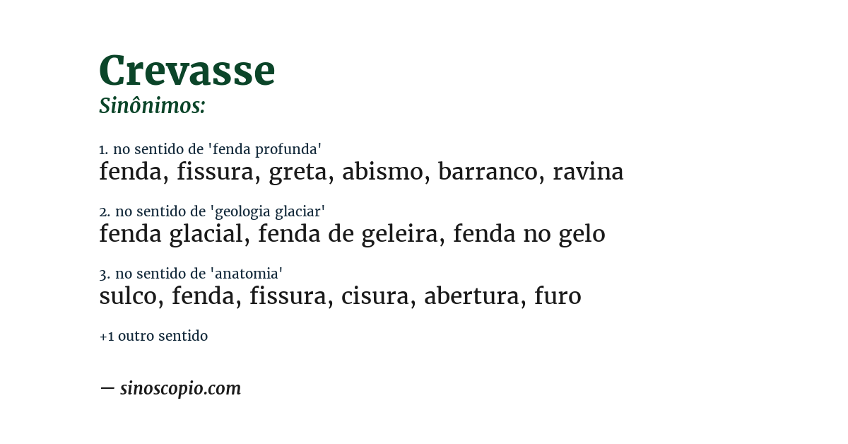 Sinônimo de crevasse