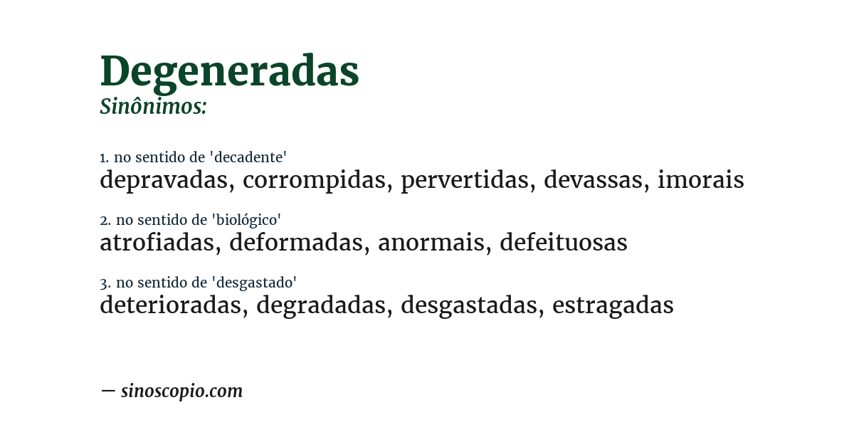Sinônimo de degeneradas