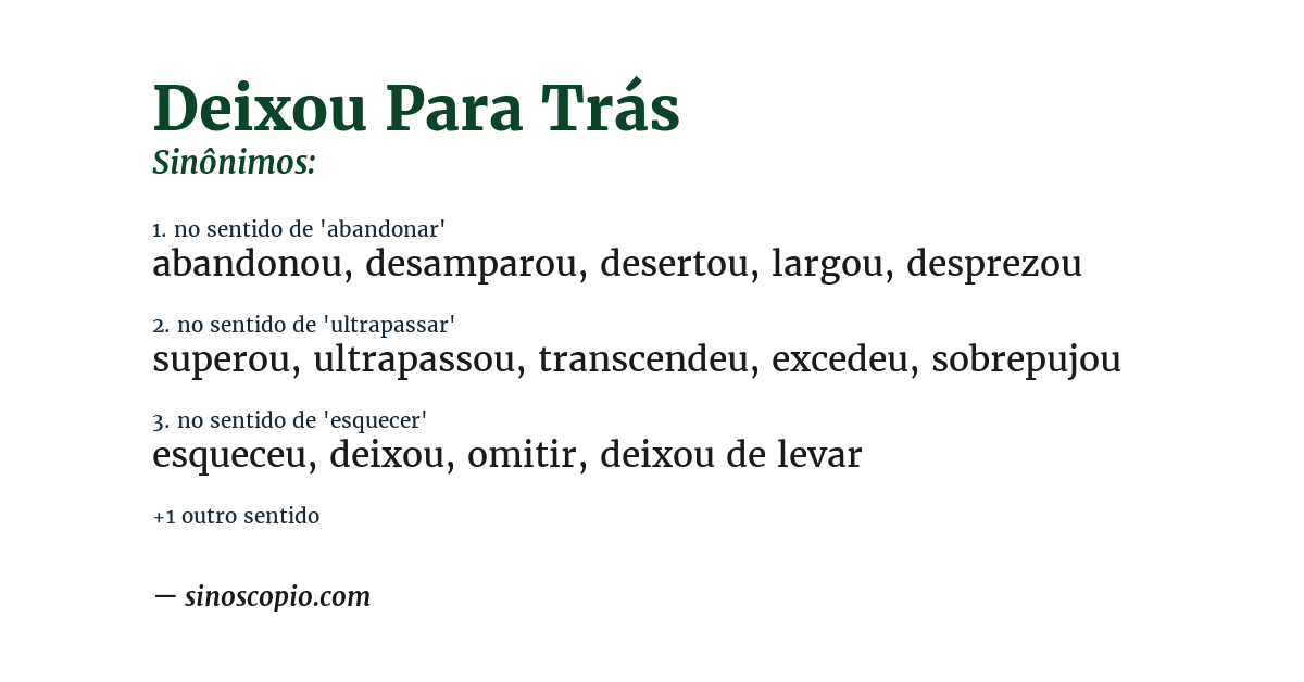 Sinônimo de deixou para trás