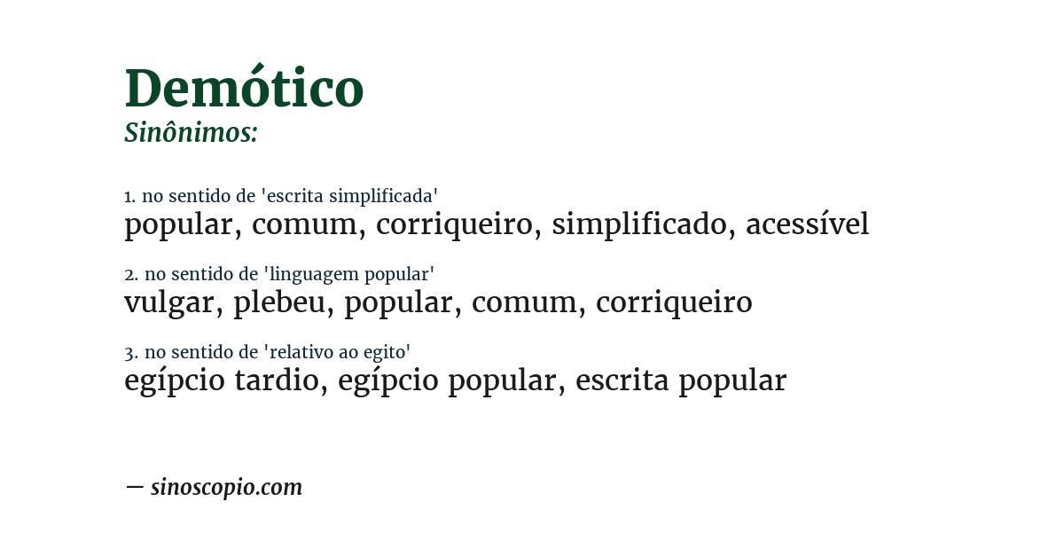 Sinônimo de demótico