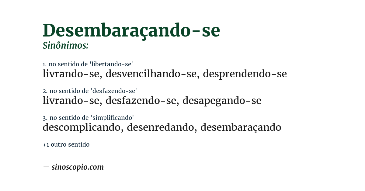 Sinônimo de desembaraçando-se