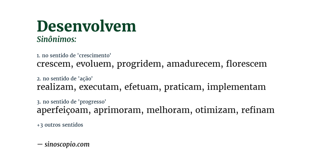 Sinônimo de desenvolvem