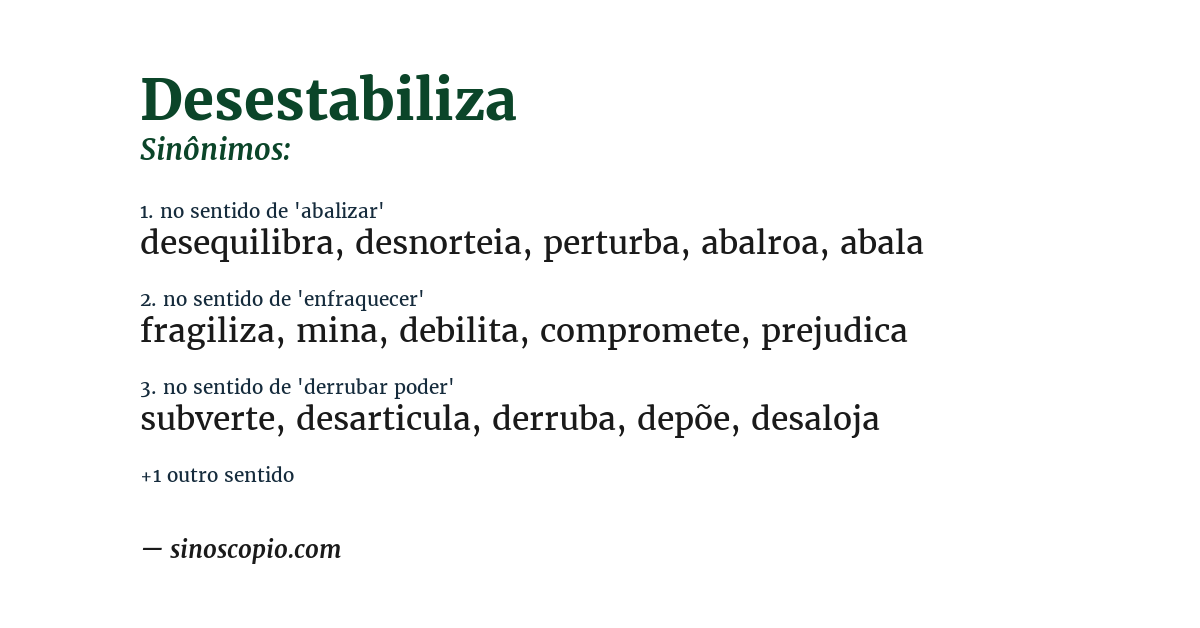 Sinônimo de desestabiliza