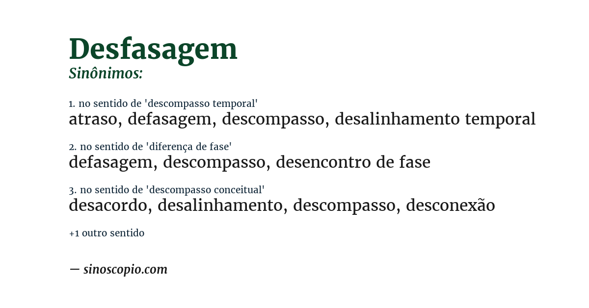 Sinônimo de desfasagem