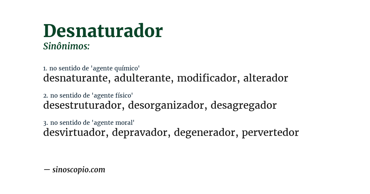 Sinônimo de desnaturador