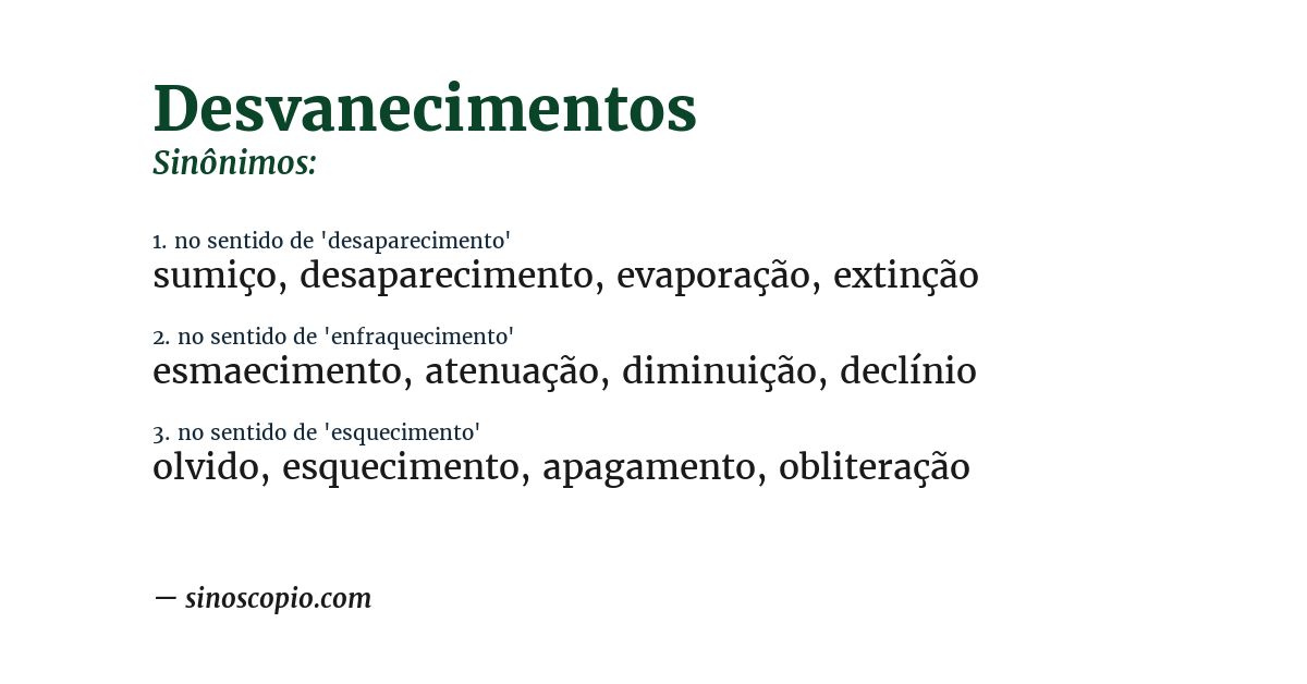 Sinônimo de desvanecimentos
