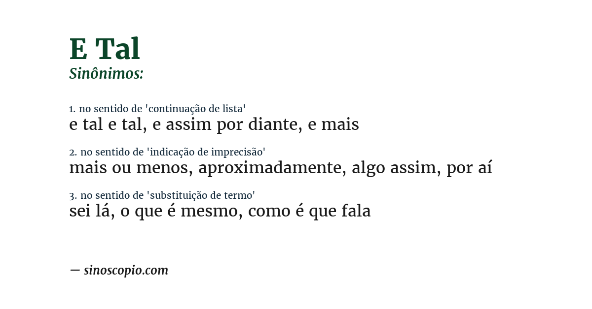 Sinônimo de e tal