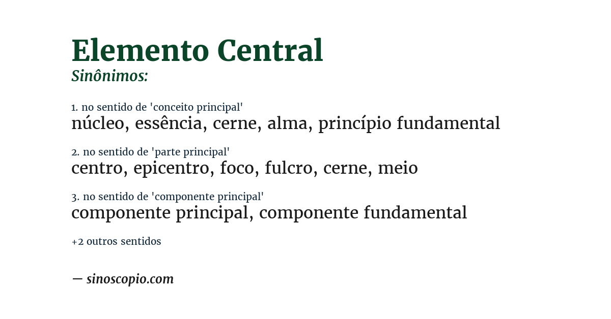 Sinônimo de elemento central