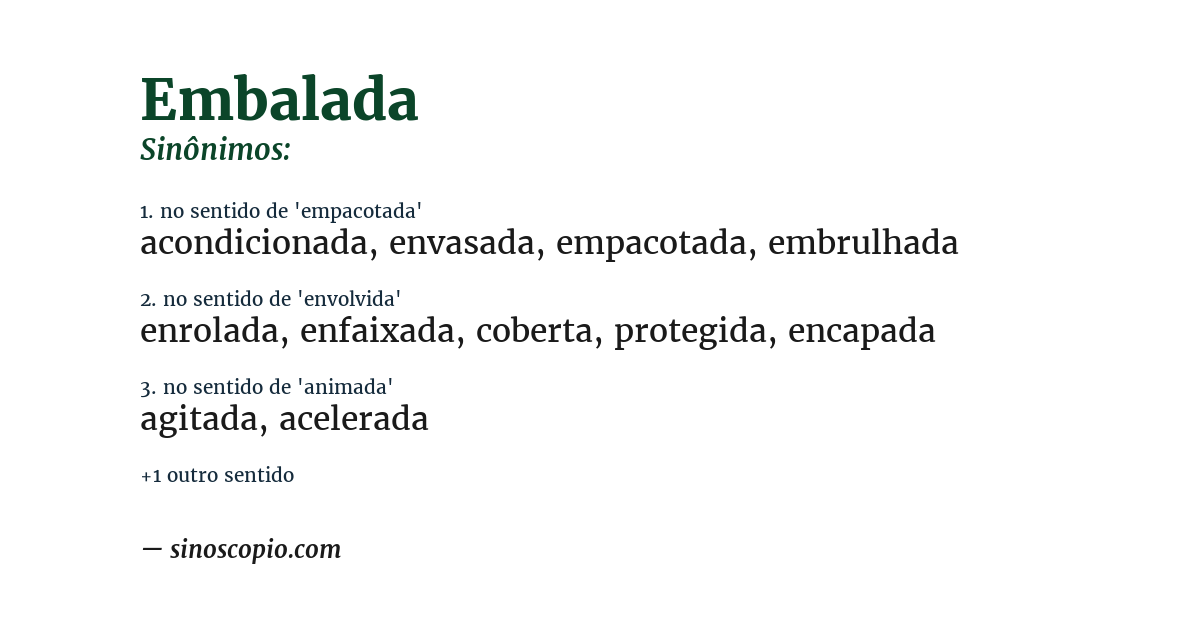 Sinônimo de embalada