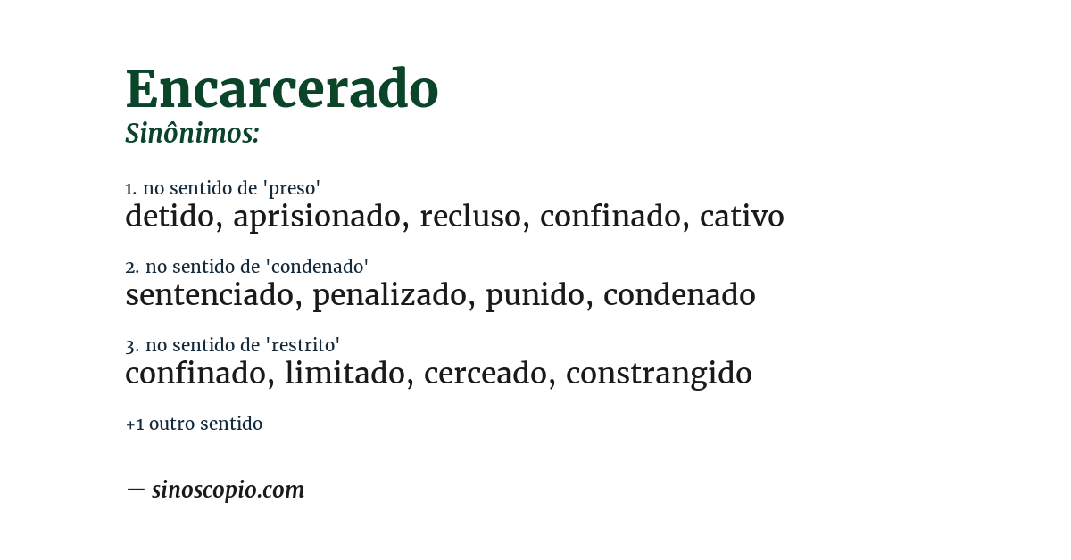 Sinônimo de encarcerado