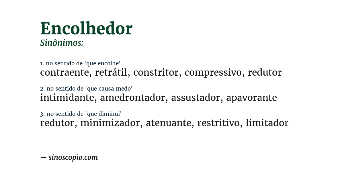 Sinônimo de encolhedor