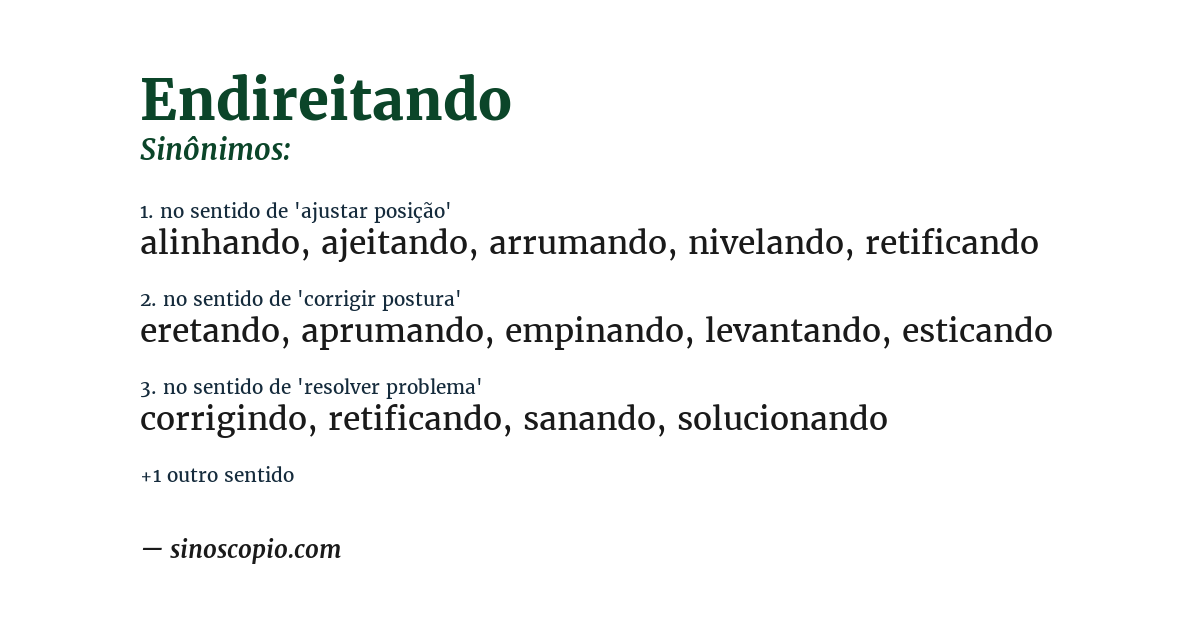 Sinônimo de endireitando