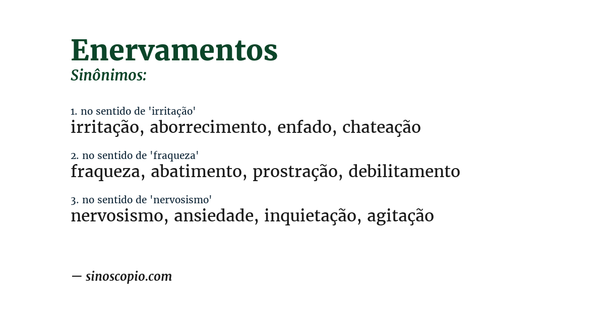 Sinônimo de enervamentos