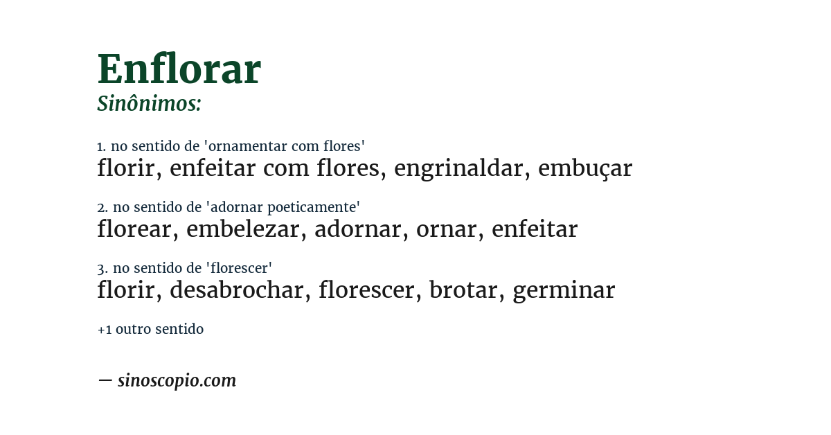 Sinônimo de enflorar