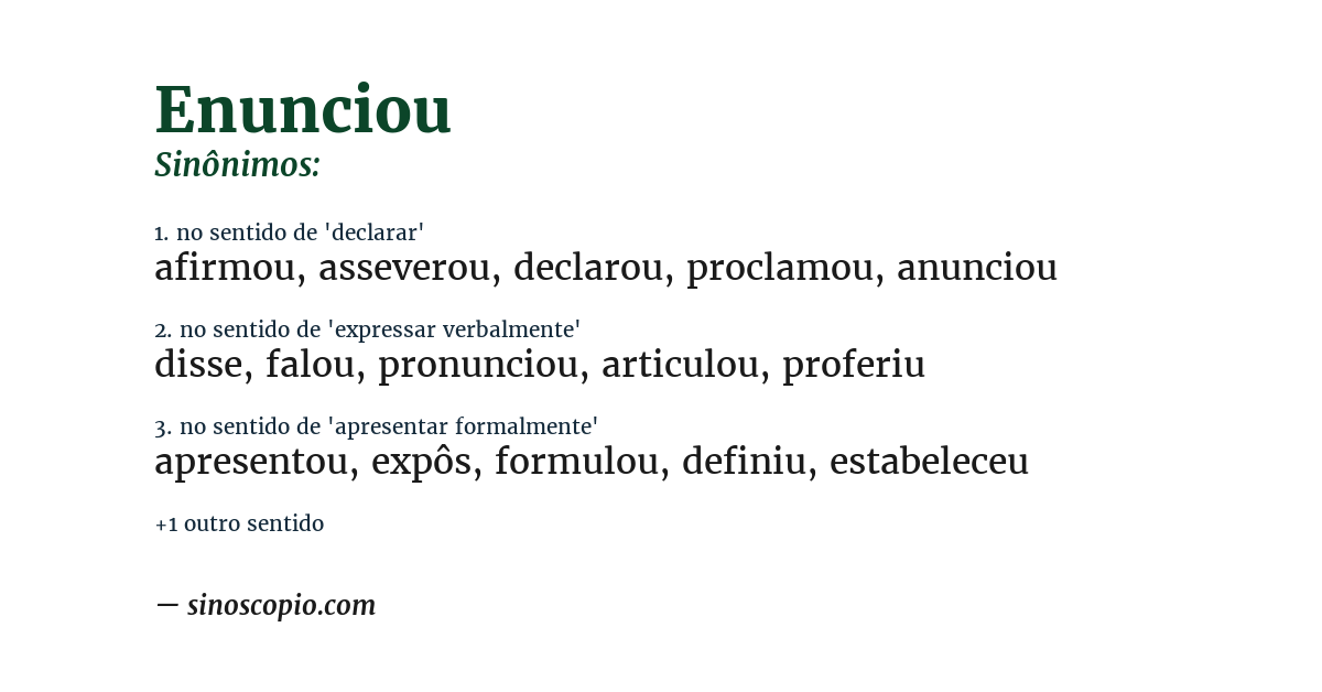 Sinônimo de enunciou