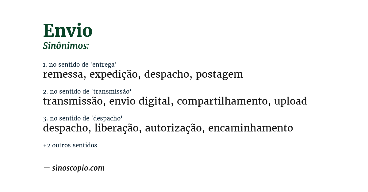 Sinônimo de envio