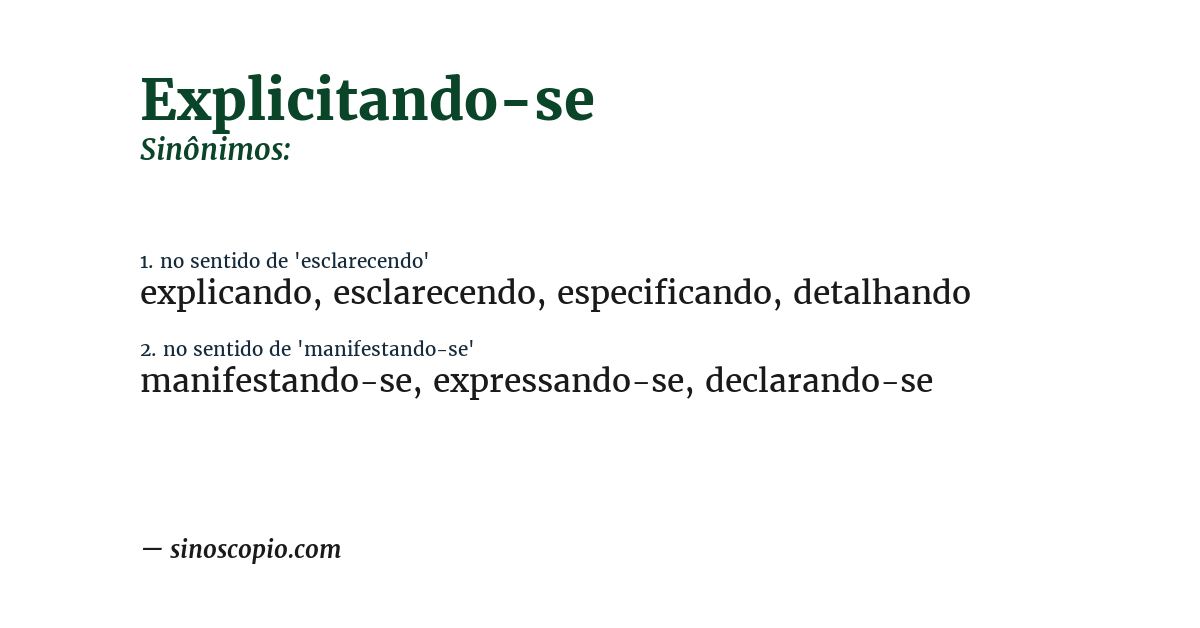 Sinônimo de explicitando-se